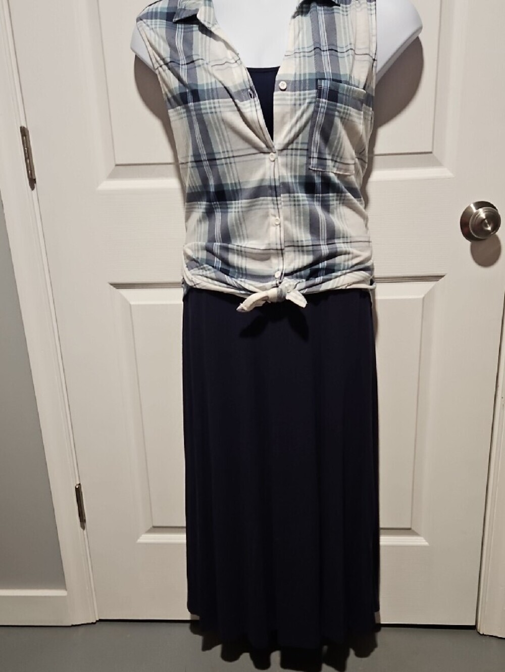 Women's Navy Maxi Skirt — Soft Flowing A-Line